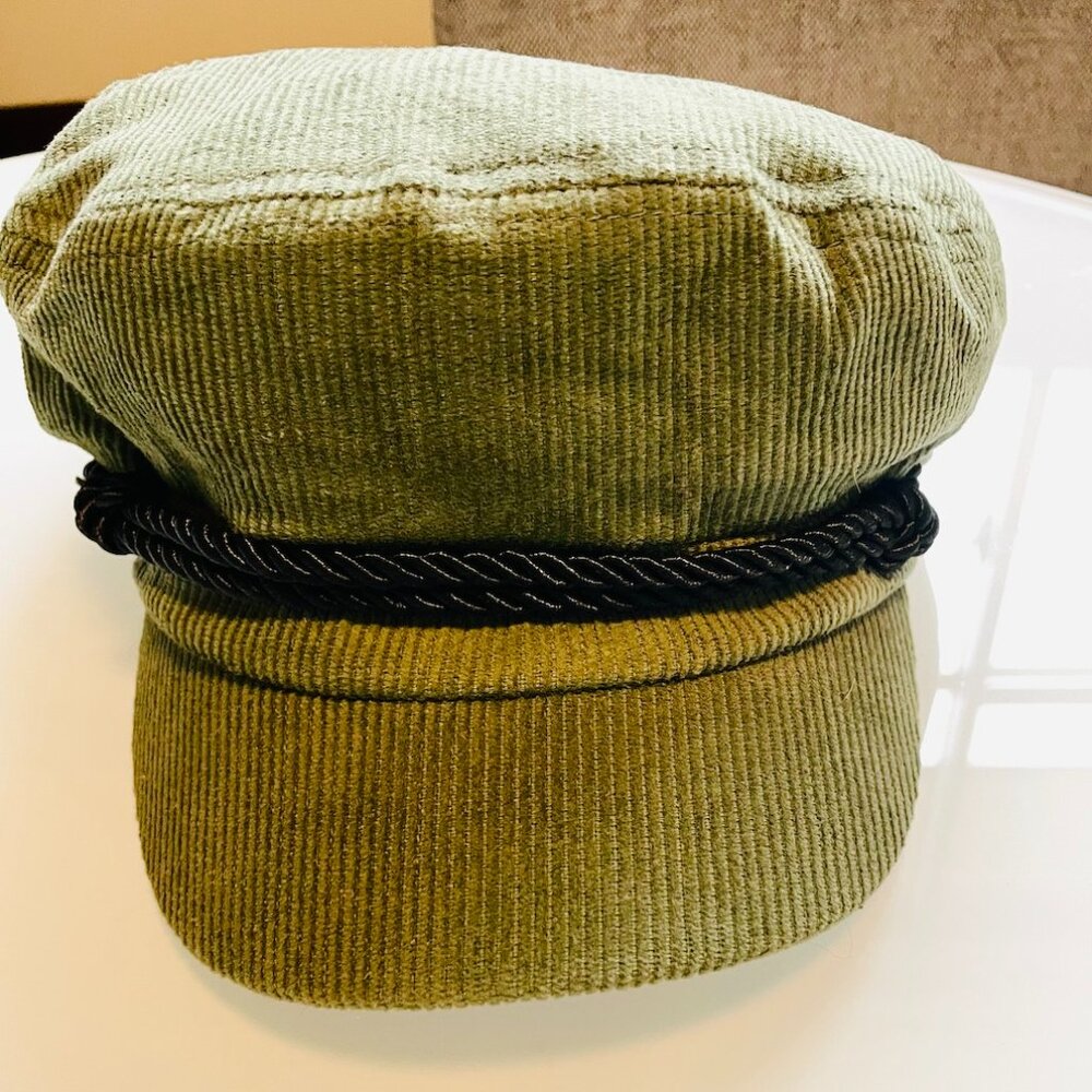 Forever 21 Olive Corduroy with Black Rope Paper Boy Hat Cap